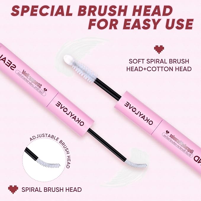 OKAYLOVE Lash Cluster Glue, Waterproof White Eyelash Extension Glue, 150H+ Strong Hold, 2-IN-1 Bond & Seal, Quick-drying, Non-Irritating