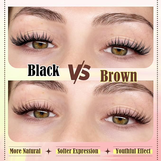 Brown Lash Clusters Wispy Eyelash Clusters Natural Brown Lashes 8-16mm Cluster Eyelash Extensions C Curl Individual Lashes DIY Lash Extension at Home by Yawamica