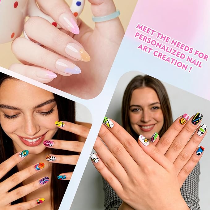 12 Colors Nail Art Pens Set,Fine Tip Nail Polish Pens Set,Quick-drying Waterproof for Nail Painting Pens,Manicure Kit Tools for Home Salon and DIY Nail Art Design(Pink)