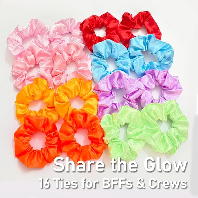 16Pcs Glow in the Dark hair scrunchies, Light up Scrunchy for Women, 3 Light Modes, Glow in the Dark Hair Accessories for Rave Party Birthday Halloween