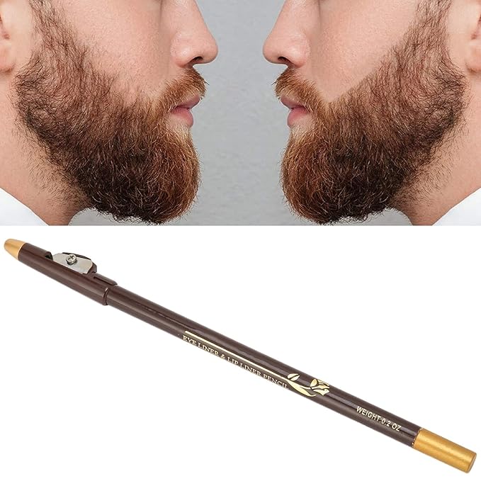 Beard Pencil Filler - Professional Beard Care Kit with Shaping Tool for Styling and Liner (Dark Brown)