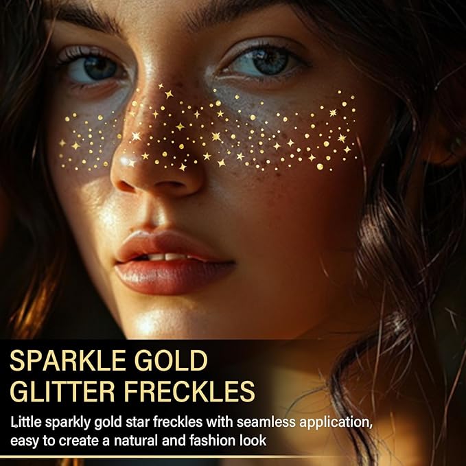 20 Pcs Silver Face Makeup Patches, Glitter Freckles Face Tattoo, Sparkle Makeup Patches, Glitter Freckles,Waterproof Face Glitter Patches for Women (Silver)