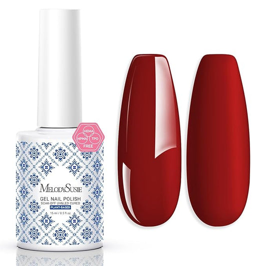 MelodySusie Fleurwee Plant Based Gel Nail Polish, Hema Free Maple Red Nail Polish, Soak Off UV LED Gel Polish Gift for Women 21 Non Toxic Long Lasting Nail Art Manicure Salon DIY at Home B1801