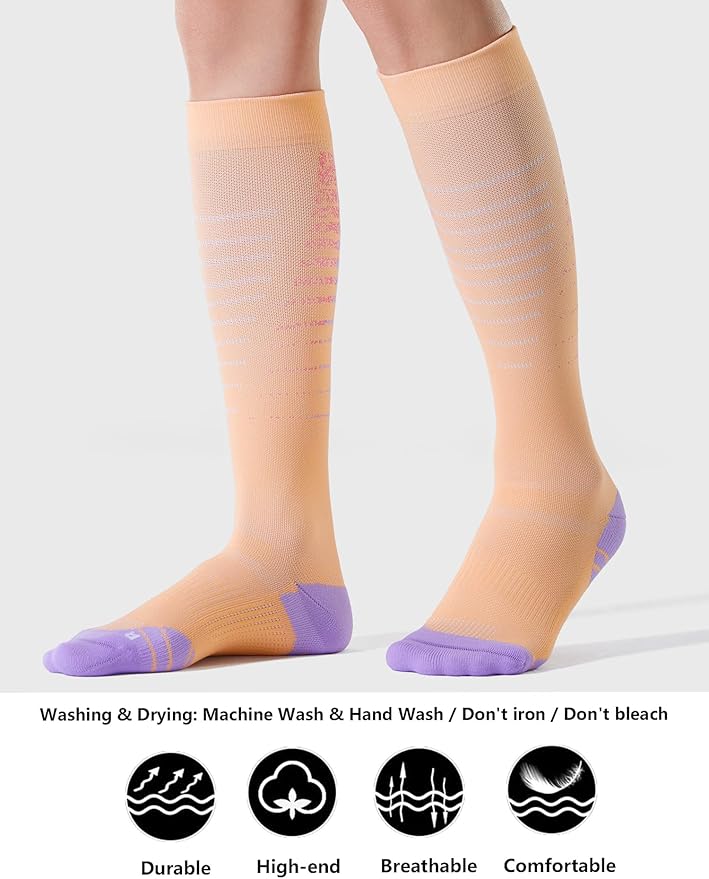 CelerSport 3 Pairs Compression Socks for Men and Women 20-30 mmHg Running Support Socks