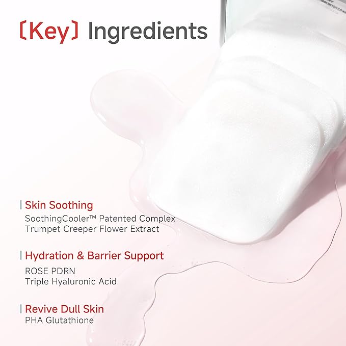 CDL Dewy Rose PDRN Toner Pads - Stretchy Facial Yoga Pad Hydrating, Firming & Soothing for Daily Care, Hyaluronic Acid PHA Glutathione Korean Skin Care, 60 Pads