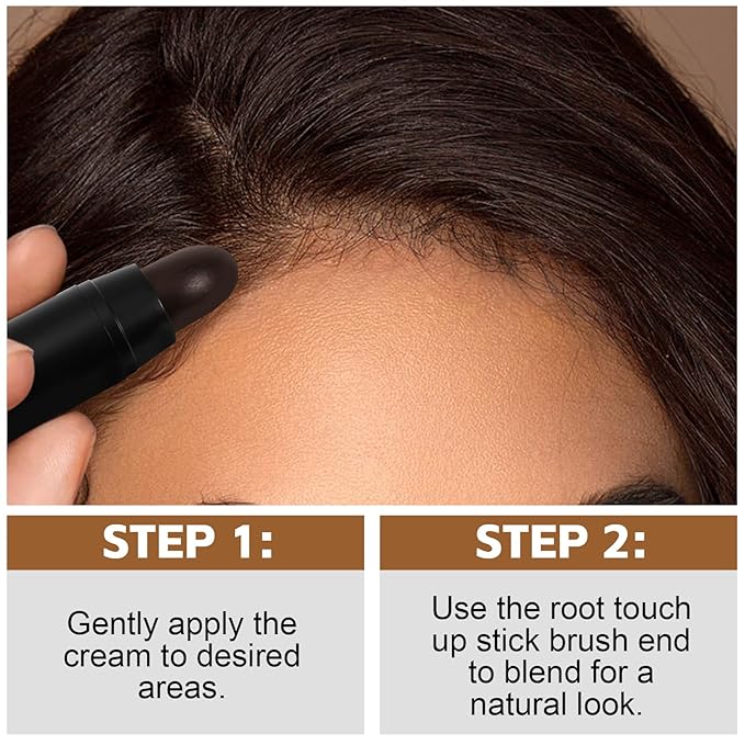 Boobeen Dual Ended Gray Away Root Touch Up Stick, Long Lasting Grey Hair Coverage Touch Up for Men and Women, Temporary Thinning Hair Concealer