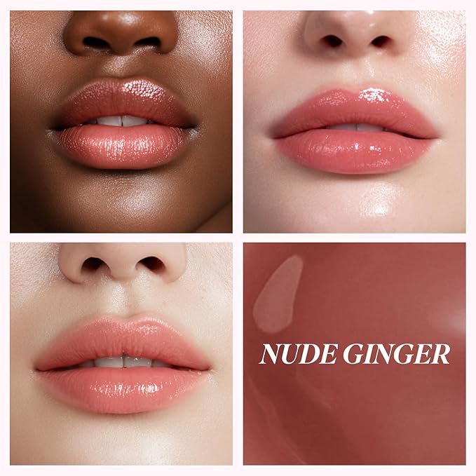 INGA Water Glow Lip Tint | Hydrating, Glossy Korean Lip Tint with Sheer Color & Glass-Like Shine | Long-Lasting, Non-Sticky Korean Lip Stain (NUDE GINGER)