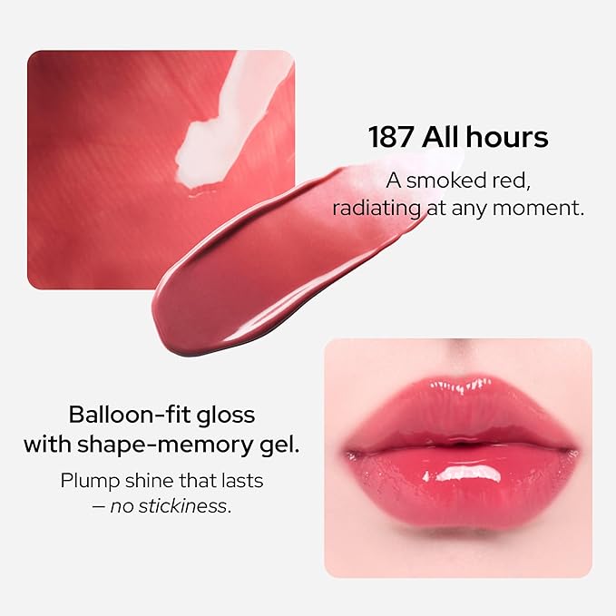 Unseen Balloon Tint, 9 Colors for All Skin Types. Buildable Color, Long Lasting Glossy Lip Stains, Lightweight Lip Gloss Make up, Holiday Stocking Stuffer (187 All hours, 0.11 oz)