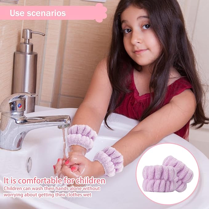 Taocar 8pcs Wrist Bands for Washing Face, Absorbent Face Washing Wristbands, Microfiber Women's Spa Wrist Towels, Stretchy Wash Band for Man Children, Prevent Water from Spilling Down Your Arms