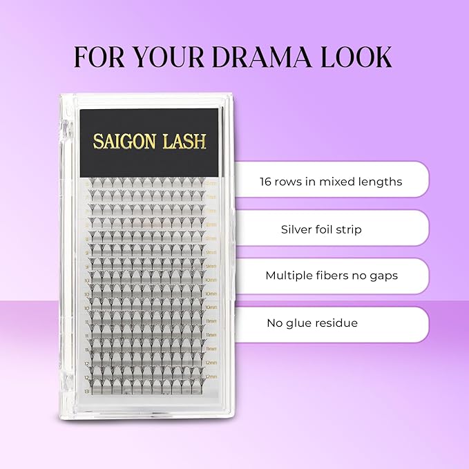 SAIGON LASH Anime Lash Kits Promade Fans –3D & 12D Wispy Volume Lashes, CC Curl 0.07, Mixed Length 6–13mm, Loose Handmade Extensions for Lash Artists (Dark chocolate-CC-0.05-6 - 13mm)