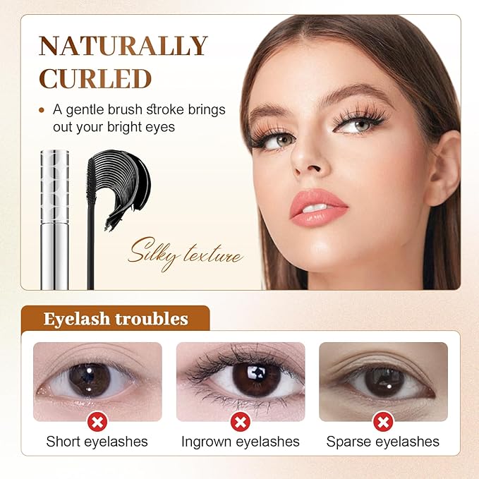 Mascara for Older Women 60 Plus, 2025 New Mascara Volume and Length for Mature Women with Thinning Lashes, Non Clumping Waterproof Long Wear (Brown)