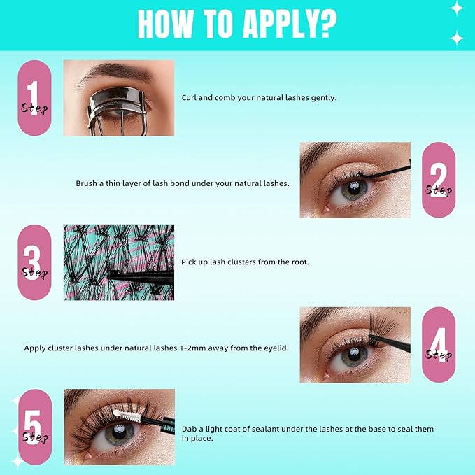 Lash Clusters Wispy 320PCS Eyelash Extension 40D 50D Cluster Lashes Individual Lashes DIY Lash Extension Natural Look Cluster Eyelash Extensions Soft False Eyelashes at Home for Beginners(D-16mm)