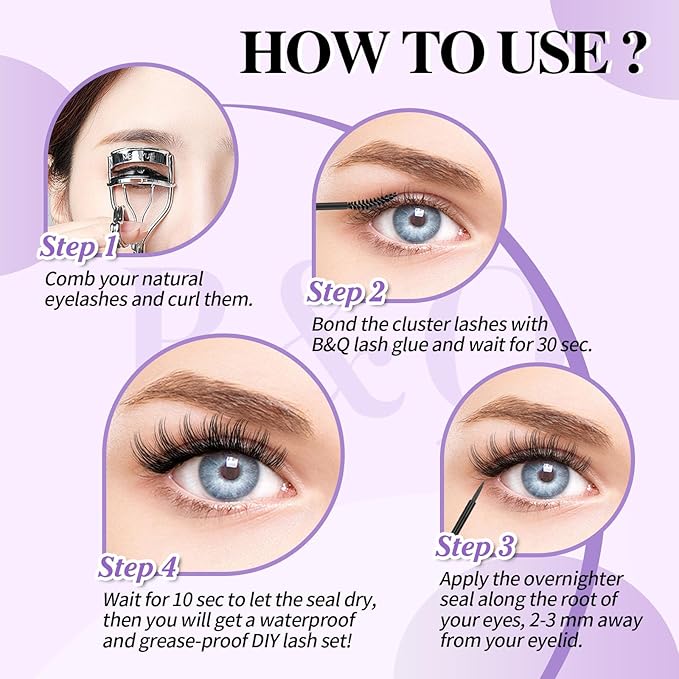 Lash Sealer 10ML Lash Sealer for Cluster Lashes Black Lash Sealant for Eyelash Extensions Waterproof Lash Overnight Sealer(Black Seal 10ml)
