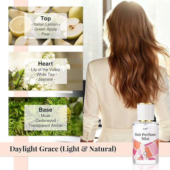 EJW Hair Perfume Set for Women – Day & Night Duo Hair Mist – Long Lasting, Clean & Nourishing Hair Perfume Spray – Alcohol-Free, Odor-Eliminating Fragrance Set – 2 x 3.4 fl oz