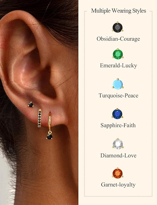 Freekiss 3 Pairs Gold Hoop Earrings Set: Dainty Stud Earrings Trendy Small 14K Gold Plated Hypoallergenic Dangle Cartilage Huggie Hoop Earrings for Women Gold Jewelry for Women Gifts