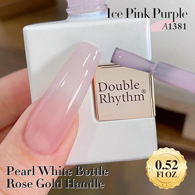 Double Rhythm Gel Polish 15ML Jelly Sheer Pastel Light Milky Color Pearl White Bottle 1 PC 0.5 OZ Full Size Nail Art Salon at Home (Milky Pink-D1381)