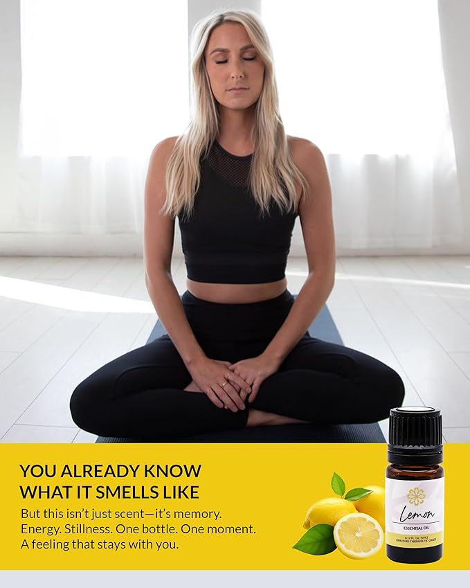Essence Lemon Essential Oil – Pure & Therapeutic Grade – Perfect for Aromatherapy, Diffusers & Recharging Essence Nasal Diffuser Rings – Natural Stress & Mood Support (5mL)