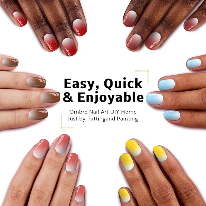 Karroy Sponge Pat Paint Nail Gel, 9 Colors Ombre Nails Gradient Gel Nail Blush Blooming Aura Nails Drawing Stripper Floral Painting Nail Art, No Wipe, UV/LED Curing (9 Colors D)