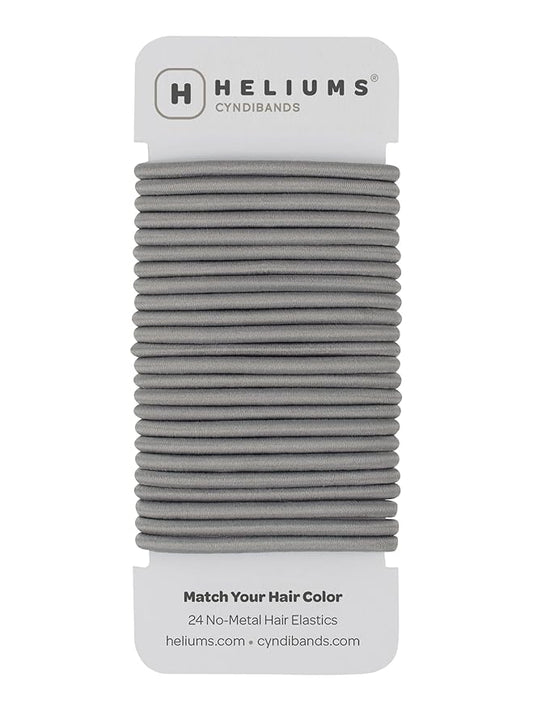 Cyndibands Elastic Hair Ties – Gray - No Damage 4mm Ponytail Holders for Women & Kids, 24-Pack Hair Elastics in Neutral Colors