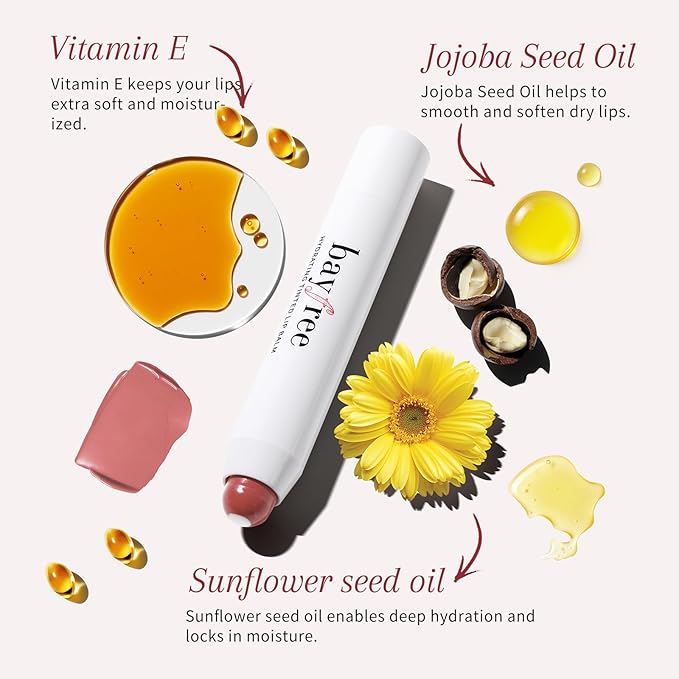 bayfree Tinted Lip Balm Plumper, Glossy, Pump Lips, Lightweight, Moisturize & Tint with Jojoba Seed Oil, Vegan Lipbalm Lip Care, Garden