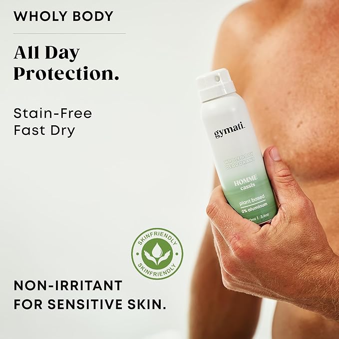 Gymati Natural Deodorant Body Spray Aluminum Free - Men & Unisex - Pack of 2