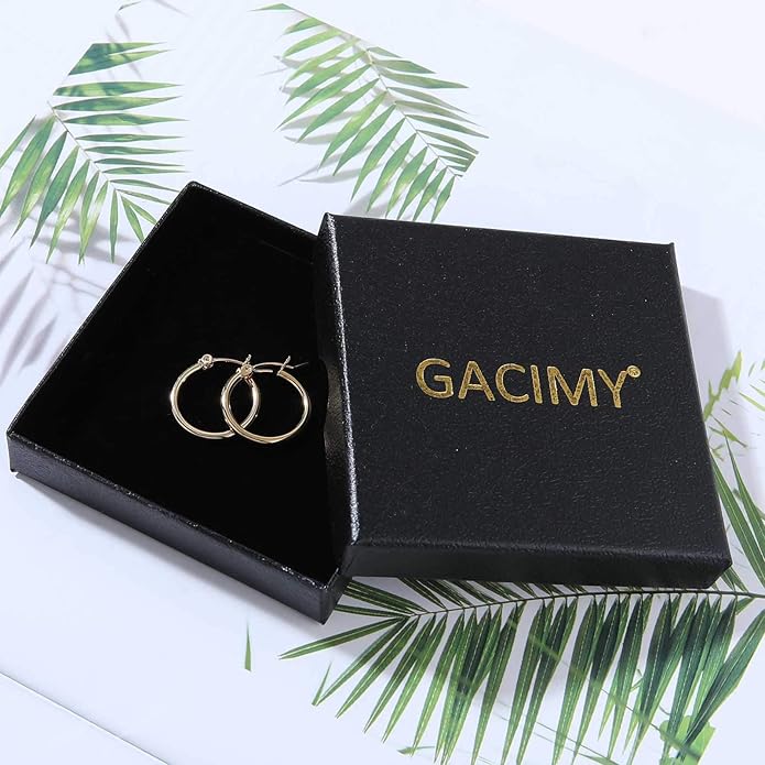 Gacimy Gold Hoop Earrings for Women 14K Real Gold Plated Hoops with 925 Sterling Silver Post