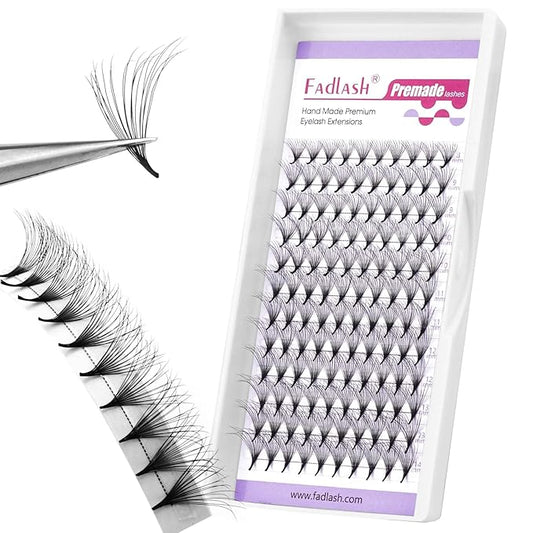 FADLASH Premade Lash Fans Double Layers Fluffy Premade Fans Eyelash Extensions 0.07 Thickness D Curl 10D Volume Lashes Premade Easy Fan Lashes (10D-0.07-D, 8-14mm Mix)