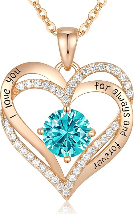 CDE Forever Love Heart Necklaces for Women, Wedding Anniversary, Birthday Mothers Day Christmas Day Gifts for Mom, Mother, Wife, friend, S925 Silver Jewelry with Birthstone Pendant