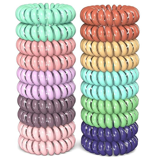 20 Pack Hair Elastics, No Crease Spiral Hair Ties Hair Bands Multi Color Waterproof Phone Cord Hair Scrunchies Hair Coils Accessories for Women Girls…