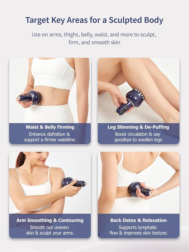Paiaito Lymphatic Drainage Massager & Anti Cellulite Massage Tool, Helps Reduce Stretch Marks & Cellulite, for Legs, Arms & Belly, Body Sculpting Machine with Microcurrent, Light, Heat & Vibration