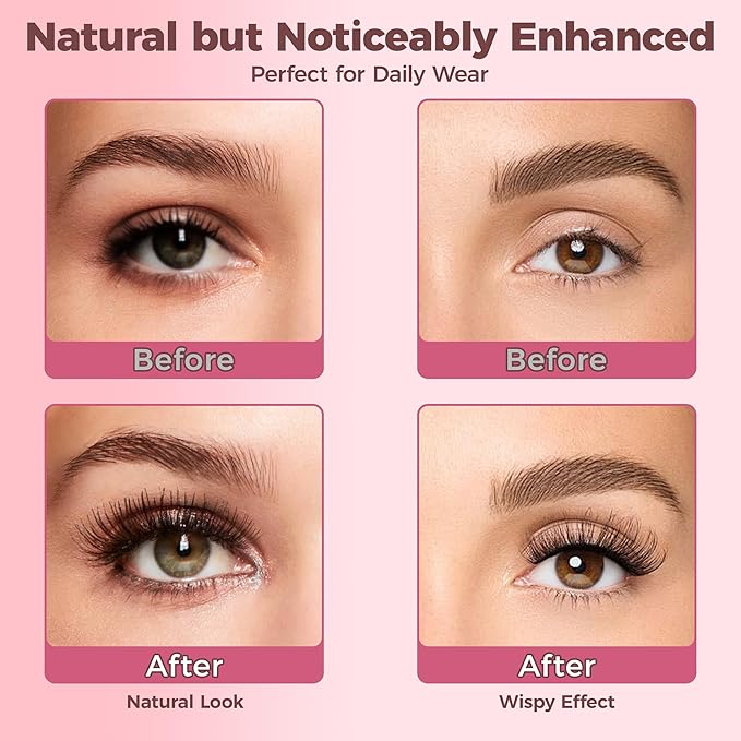 FENG BEAUTY DIY Lash Clusters Kit, 240PCS 30D+40D Mixed Lengths 10–16mm, Natural Wispy Fluffy Look, 2-in-1 Bond&Seal+Precision Tweezer, Lashes Extension Kit (0.07D, 10-16mm, Individual Lashes Kit)