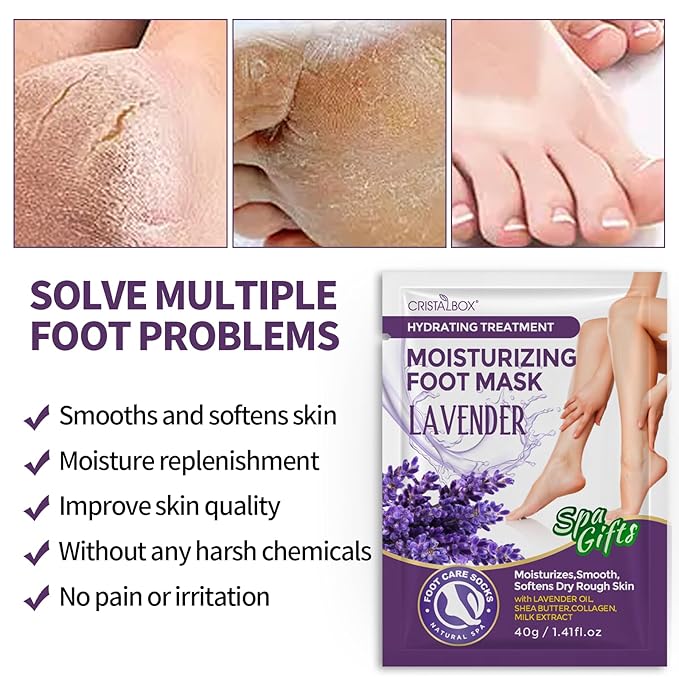 Moisturizing Foot Mask 5 Pack,Hydrating Foot Masks for Dry Cracked Feet,Moisturizing Socks Dry Skin Moisturizer for Soft and Smooth Touch Feet,Foot Care Spa Gifts for Women Men valentines day