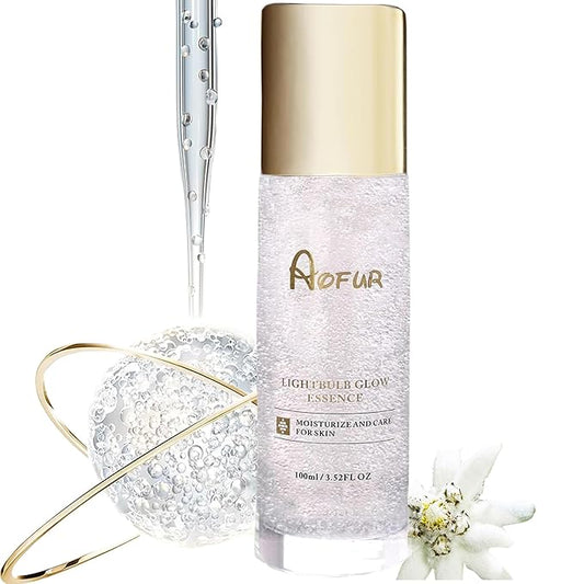 Aofur Lightbulb Glow Essence 3.52 Fl Oz (100ml) Moisturize And Care For Skin Glass Skin Elasticity for Aged Skin Serum for Face (100ml)
