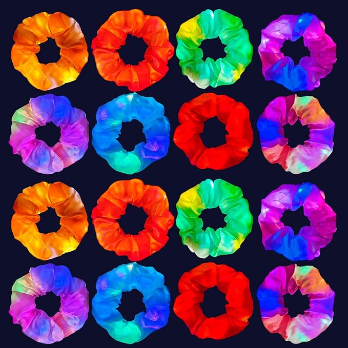 16Pcs Glow in the Dark hair scrunchies, Light up Scrunchy for Women, 3 Light Modes, Glow in the Dark Hair Accessories for Rave Party Birthday Halloween