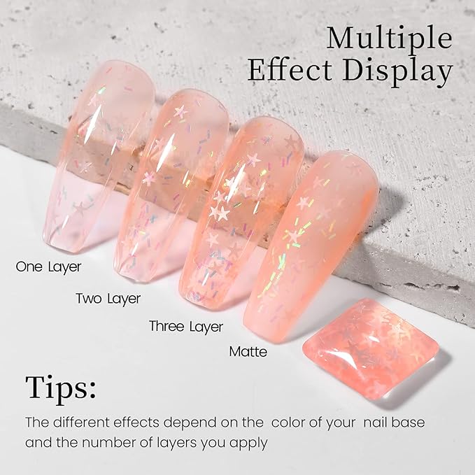 MAYCHAO Jelly Gel Nail Polish -15ML Sheer Pink Jelly Gel Polish Soak Off UV LED Nude Star Pink Nail Polish for DIY Manicure Home Salon Nail Art