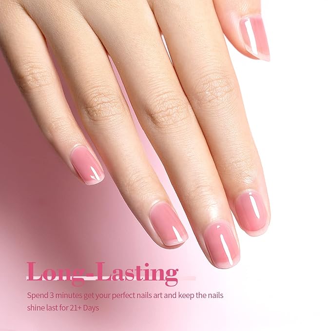 RARJSM Nude Gel Polish Sheer Clear Healthy Pink Gel Nail Polish Nude Transparent Hot Pink Jelly Nail Gel Polish Varnish Curing Requires LED UV French Manicure Soak Off for Home Salon 1pcs 15ml