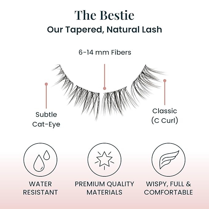 FlutterHabit Bestie Lash Clusters for Women, Salon Quality At Home Eyelashes Extension Kit, 6 Lash Sets, No Lash Glue Included