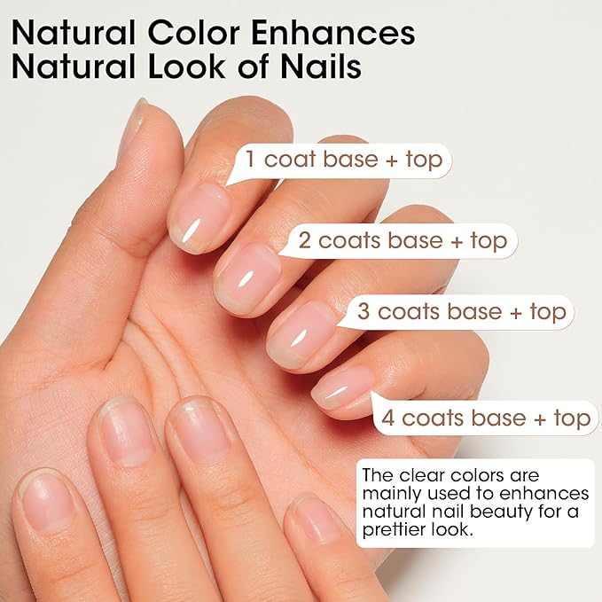 GELLEN Clear Nail Polish Base Coat Sheer Tinted Milky White, Natural Color Regular Nail Polish, Calcium Formula Strengthens Nails, Enhances Nails Natural Look, Quick Air Dry, Hema Free, Non-toxic