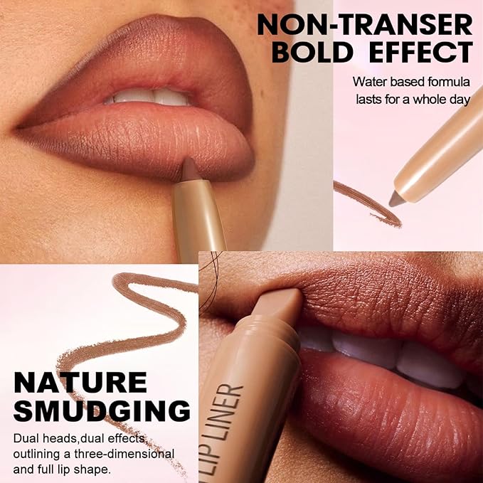 Lip Liner Pencil Matte Lipstick with Smudger, Waterproof Creamy Lip-tint Lipliner Formula for Defining & Sculpting Lips, Kiss-proof Lip-crayon for Natural Plump Lip Makeup (03 Violet Red)