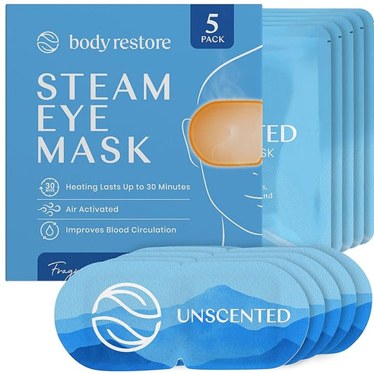 Body Restore Heated Eye Mask for Dry Eyes 5 Pack – Self Heating Warm Compress, Valentines Day Gifts for Her and Him, Birthday Gifts for Women and Men, Stye Eye Treatment, Relaxation – Unscented
