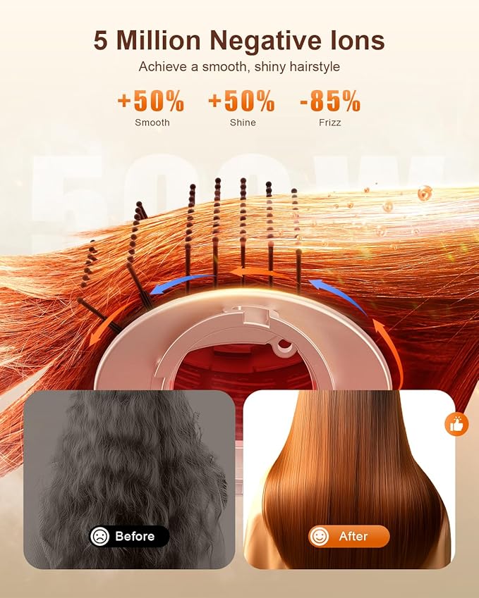 Tqcir 5-in-1 Professional Hair Dryer Brush, Powerful Multi-Styler with Auto-Wrap Curlers, Fast Drying Curling Straightening Volumizing Without Heat Damage, Storage Case Best Gift for Girl/Women