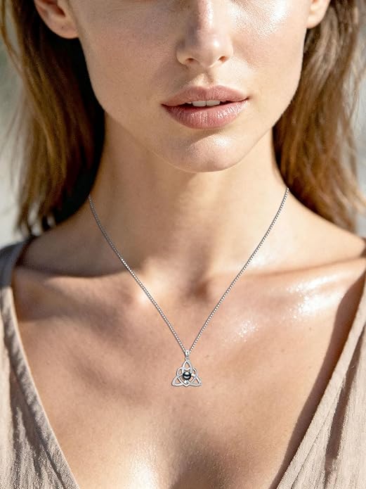KANNSOAR Tahitian Black Pearl AAAA 18K White Gold Plated Sterling Silver Romantic Pendant Necklace for Women Wife Mom Girlfriend Her Jewelry Gift for Anniversary Birthday