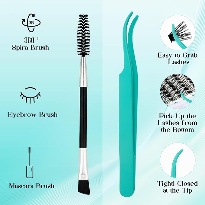 GEMERRY Fluffy Lash Extension Kit Thick Lash Clusters Kit Eyelash Clusters 280Pcs D Curl Eyelash Extension Kit With Lash Bond and Seal, Lash Tweezers, DIY Lash Extension(80P+100P-10-18mm)