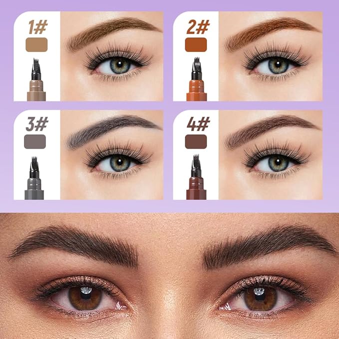 2026 Upgraded Magic Eyebrow Contouring Pencil, 3D Waterproof Microblading Eyebrow Pencils for Women, 4 Tipped Precise Medium Fine Brown Black Eye Brow Pen for Natural Makeup Eyebrow (grey 2PCS)
