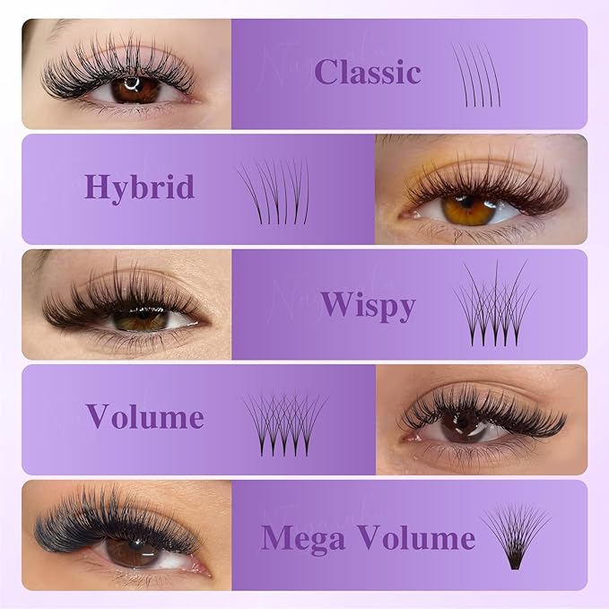 NAGARAKU Individual Eyelash Extensions, Volume & Classic Lashes 5th Generation Soft Natural Beauty Salon Professional Anti-rebound Single Lash Extension Supplies 16 Rows -0.07 C Curl 11mm