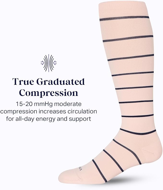 Comrad Nylon Knee High Socks - 15-20mmHg Graduated Compression Socks - Soft & Breathable Support Unisex Socks