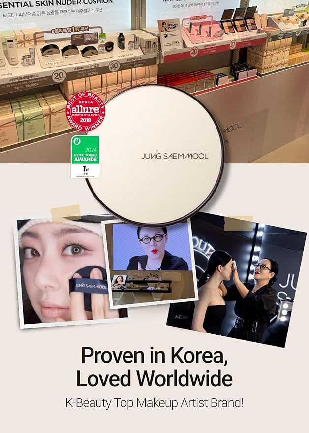 JUNG SAEM MOOL [ SPF ] Essential Skin Nuder Cushion (21 Medium) | Refill Not Included (0.49 Fl Oz) | SPF50 Broad Spectrum | Natural Finish | Makeup Artist Brand