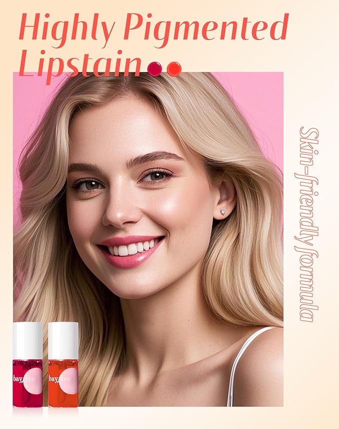 bayfree Lip Tint Stain Set, Lip Stain Long Lasting Lightweight Waterproof, Transfer-Proof, Non-sticky, Lip Makeup Matte Finish