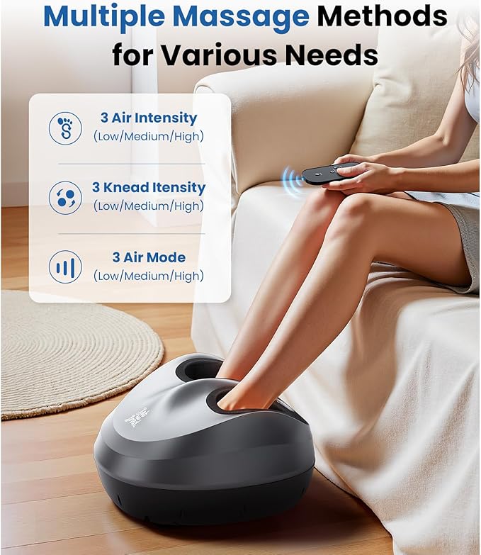 BOB AND BRAD Foot Massager Machine with Heat and Remote, Fits up to Size 14, FSA Eligible HSA Shiatsu Deep Kneading Foot Massager for Plantar Fasciitis and Neuropathy, Christmas Gifts for Women Men