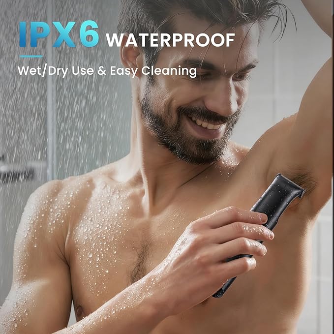 Manscape Body Hair Trimmer for Men - 3-in-1 Electric Shaver, IPX6 Waterproof Wet/Dry Groomer Kit for Chest, Underarms, Pubic & Legs, with USB Recharge Razor